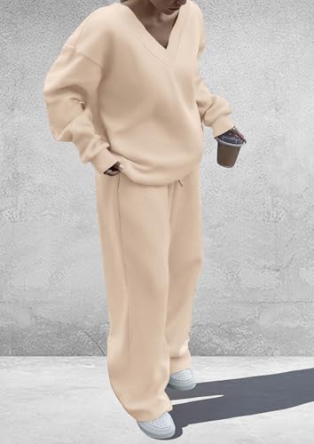 PRETTYGARDEN Womens 2 Piece Outfits Fall Sweatsuits - color: Beige, size: XX-Large