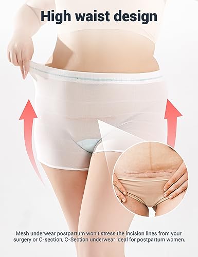HANSILK Mesh Postpartum Underwear Post Bay C-Section Recovery 3 Pack XL - color: White-3pcs, size: X-Large
