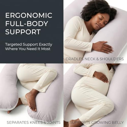 U Shaped Pregnancy Pillow Soft Reversible 55 in White Gray - color: Light Gray / White (Two-tone)