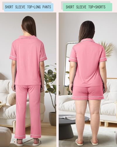 Rnxrbb Button Down Maternity Pajamas Set Nursing Postpartum Pjs Clothes - color: New-pink, size: X-Small