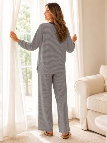 Sexyasasii Women's 2 Piece Striped Lounge Set Maternity Pajama Sets - color: Brown, size: X-Large