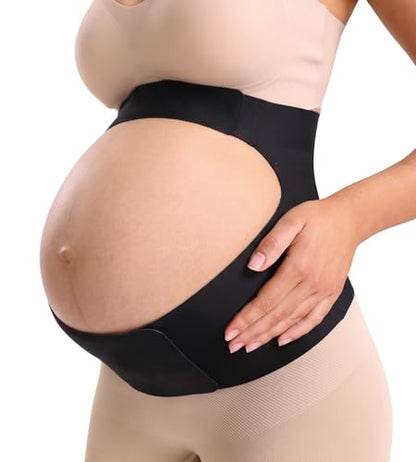 Mama Land Pregnancy Belly Band, One-Piece Maternity Support Belt - color: Black, size: Medium