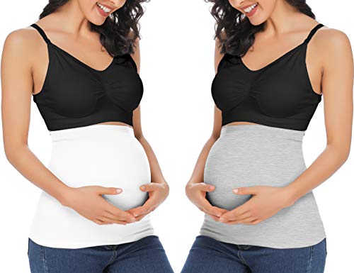 Rheane Maternity Clothes Maternity Band Postpartum Clothes Pregnant Belly Bands Belly Support (White+Grey 3) - color: M. White+Heather Grey, size: 3