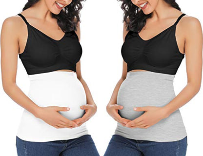Rheane Maternity Clothes Maternity Band Postpartum Clothes Pregnant Belly Bands Belly Support (White+Grey 3) - color: M. White+Heather Grey, size: 3