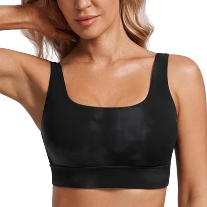 CRZ YOGA Butterluxe U Back Sports Bras - color: Black Tie Dye, size: Medium