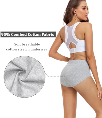 wirarpa Women's Underwear High Waisted Ladies Cotton Panties Soft Full Coverage Briefs 5 Pack - color: 3black,2grey-5p, size: Small
