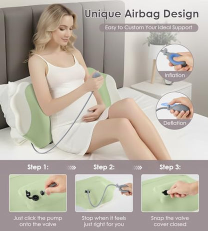 DONAMA Memory Foam Pregnancy Pillow for Sleeping, Cooling Maternity Pillow - color: Green White