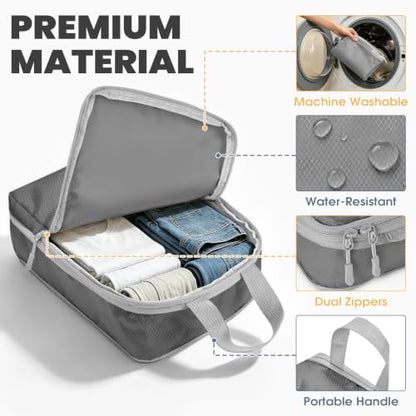8-Set Compression Packing Cubes for Travel - color: Dark Gray