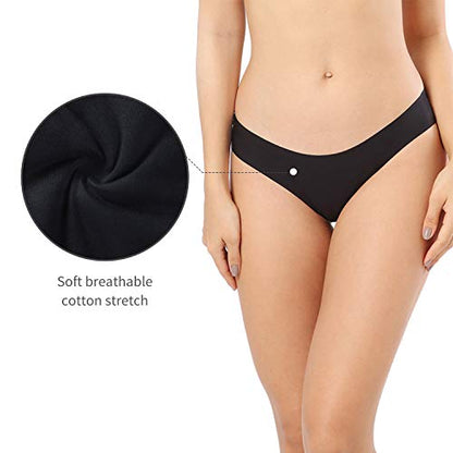 SHARICCA Women No Show Seamless Underwear Thong Invisible Soft Panties Multi Pack - color: (6 Pack) 2black-2white-2beige-a, size: Large