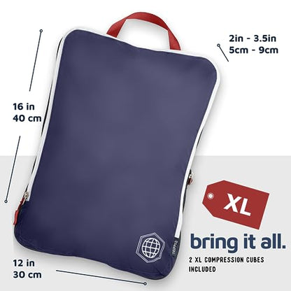 TRIPPED Travel Gear Extra Large Compression Packing Cubes 6-Piece Set - color: Navy