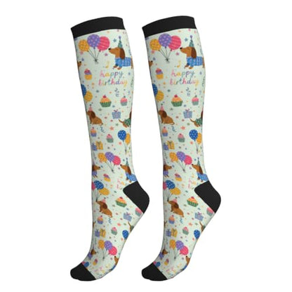 Compression Socks Women and Men 15-20mmHg-Circulation Support Socks for Athletic Running Cycling - color: Dachshund