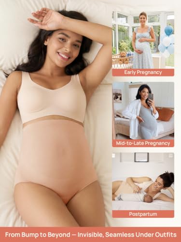 Summer Mae Maternity Underwear 76% Rayon Made from Bamboo Soft Breathable - color: Black,skin,white-3 Pc, size: Medium