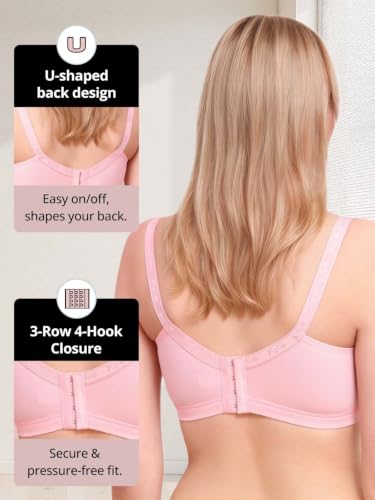 Cross-Front Cotton Nursing Bras - Wireless V Neck Sleep & Lounge Bralette, Comfy Wirefree Pregnancy & Breastfeeding Bra - color: Pink, size: Small