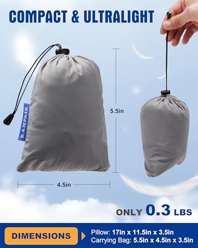 Inflatable Camping Pillow – Ultralight Compact Travel Pillow, Picnic-Brown - color: Brown
