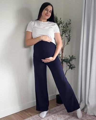 G4Free BareFeel Maternity Yoga Pants Pregnancy Slacks Over the Belly - color: Royal Blue, size: X-Small