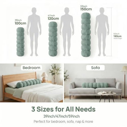 Pat. Pend. Long Body Pillow for Side Sleepers, 59 Inch, Green - color: Green, size: 59" x 7.87"