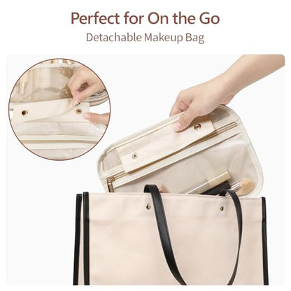 PACKISM Hanging Travel Toiletry Bag - Organizer for Women, Large Off White