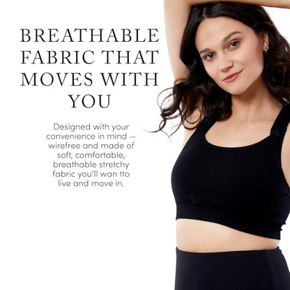 Ingrid & Isabel Basics - Medium Impact Nursing Sports Bra - Seamless Nursing Sports Bras for Breastfeeding - size: Medium