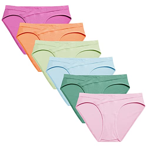 Molasus Cotton Crossover Maternity Underwear Under Bump Pregnancy Bikinis Panties - color: Multicolor-01, size: Medium