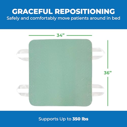 Patient Aid Positioning Bed Pad with Handles | Draw Sheet for Hospital Bed - size: 34x36 Inch (Pack of 1)