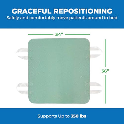 Patient Aid Positioning Bed Pad with Handles | Draw Sheet for Hospital Bed - size: 34x36 Inch (Pack of 1)
