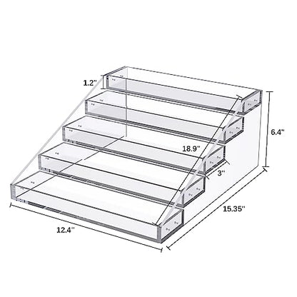 PMMASTO Wide Clear Acrylic Spice Rack for Countertops- 5 Tier - size: Widen 5 Tier - inner width 3''