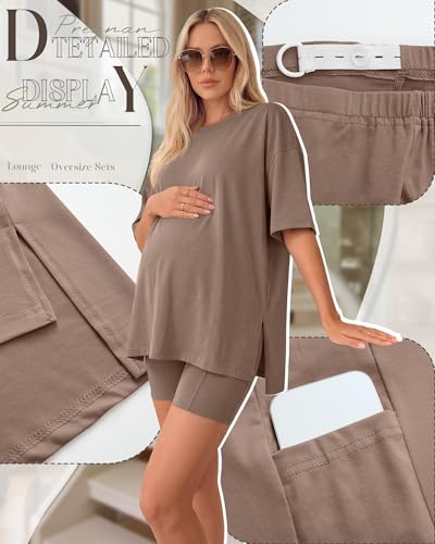 Huukeay Women's Maternity Set 2 Piece Outfits - color: Brown, size: XX-Large
