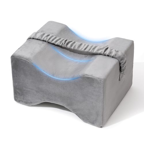 UJPFEO Knee Pillow for Side Sleepers,Leg Pillow for Sciatica,Back,HIPS,Knees,Joints Pain Relief,Pillows for Between Legs While Sleeping Spine Alignment Support & Relieves Pressure,Natural Gray - color: Natural Gray