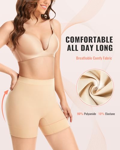 Tummy Control Shapewear Shorts Anti-Chafing Body Shaper - color: 2 Pack Black+nude, size: Medium