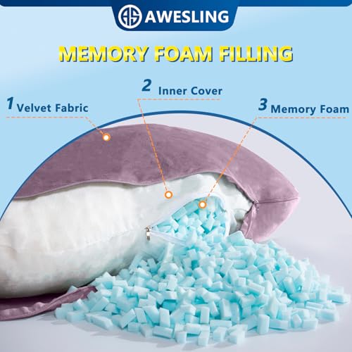 Shredded Memory Foam U Shaped Pregnancy Pillow with Cover - color: Dark Purple