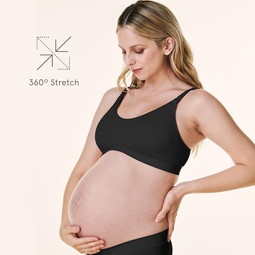 Bravado Designs Nursing Bra Full Coverage Wireless Scoop Neck Comfort Maternity Bra - color: Black, size: Small