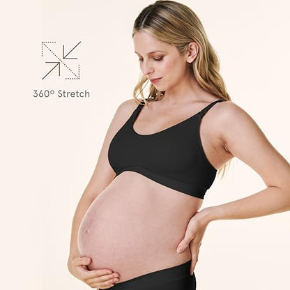 Bravado Designs Nursing Bra Full Coverage Wireless Scoop Neck Comfort Maternity Bra - color: Black, size: X-Large