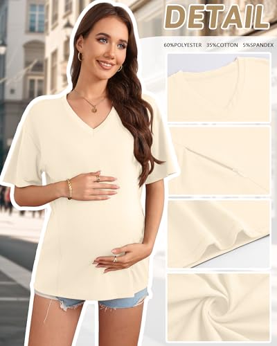 3 Pack Women's Oversize Nursing Shirts - color: Cream, Khaki, Dark Brown, size: Medium