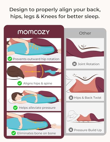 Momcozy J Shaped Cooling Pregnancy Pillow, Maternity Pillow for Sleeping - color: Cooling Fabric - Deep Grey