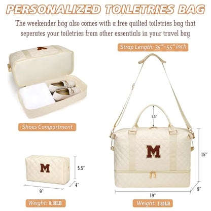 Monogram Overnight Bag Weekender Duffle Bags(Beige,M) - color: Beige, style: M