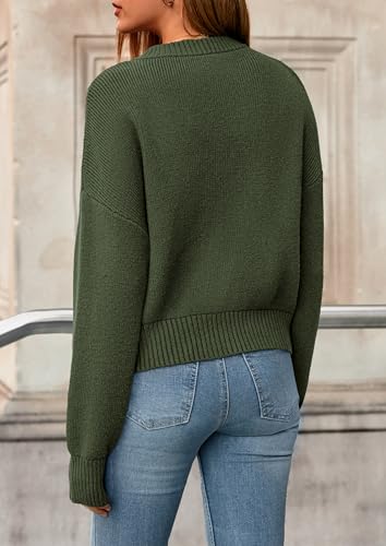 NALANISA Women's Chunky Knit Zipper Cardigan Sweaters 2026 Fall Open Front - color: Army Green, size: Large