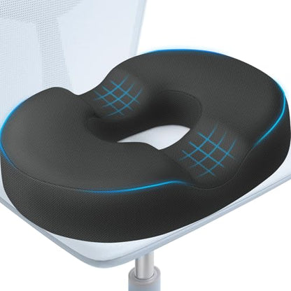 BlissTrends Donut Pillow Seat Cushion, Memory Foam Lifting Cushions - color: Black, size: XX-Large
