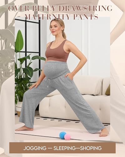 3 Pack Women's Maternity Casual Pants - color: Army Green, Light Mixed Gray, Black, size: Large