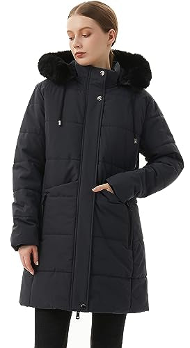MOERDENG Women's Warm Winter Puffer Coat Waterproof Long Down Jacket - color: Darkgrey, size: Large