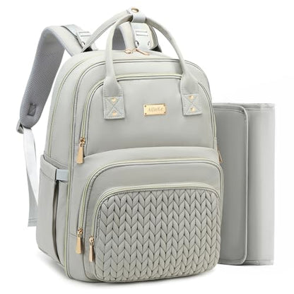 AIJIEKE Diaper Bag Backpack, Large Multi-functional Diaper Backpack, Gray - color: Grey