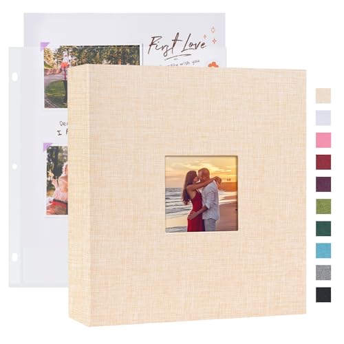 Mublalbum 8.5x11 Inch 3 Ring DIY Scrapbook Photo Album 80 Pages,Beige - color: Beige
