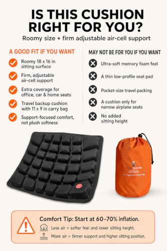 Portable Inflatable Seat Cushion for Airplane Travel and Car