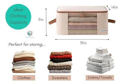 Chaos Cleared Canvas Storage Bags Designer Organizer for Clothing 2 Pack – Clothes Organizers for sweaters, clothing, garment, bedding, quilt, linens, large bag with zip & window, mothproof - size: Clothing Bag 2 Pack