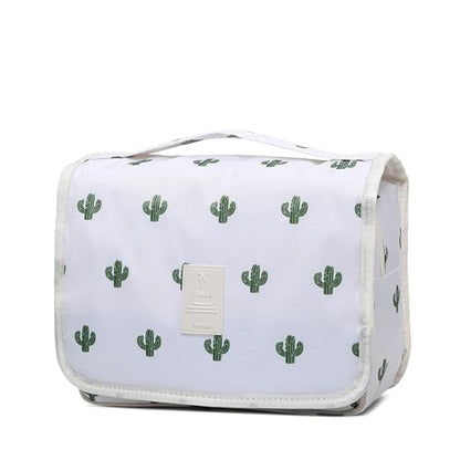 Sechunk Waterproof Travel Toiletry Bags Hanging Multi-function Cosmetic Bag Makeup Bag for Women - color: whiteCactus