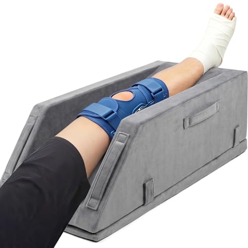 Leg Elevation Pillows for After Surgery, Ergonomic Keeps Knee Straight, Adjustable Height Knee Replacement Recovery Aids, Suitable for Surgery, Injury, or Rest, Washable Cover, Single Leg