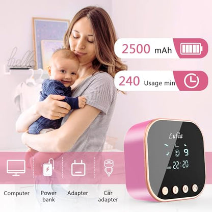 Lulia Double Electric Breast Pump, 4 Modes & 9 Levels Breastfeeding Pump - color: Pink White