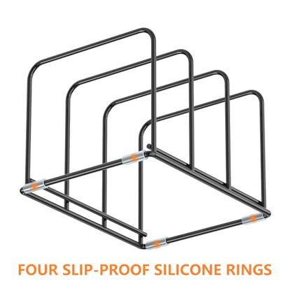 KORRTFID Kitchen Cabinet Organizer, 2PCS Steel Cookware Holder, Divided Holder with 3 Slots for Skillets Baking Tray and Chopping Board Rack - Pan Holder Storage (2.2 Inch Width Slots) - style: 2.2 Inch Width Slots(2PCS)