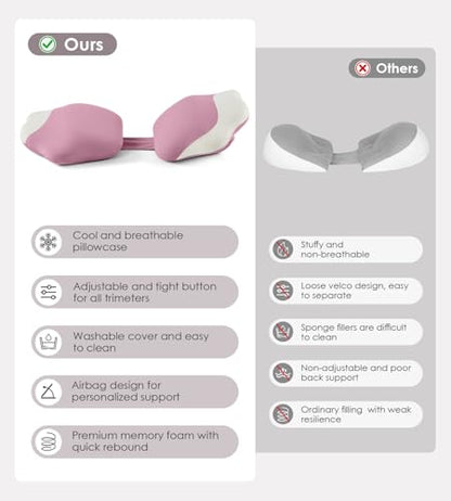 DONAMA Pillow for Sleeping Memory Foam Pregnancy Pillow for Side Sleepers - color: Pink White