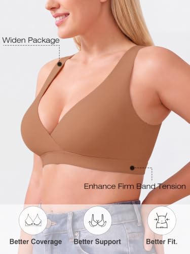 Nursing Bra for Breastfeeding Wireless V Neck Sleep Bra - color: Coffee, size: X-Large