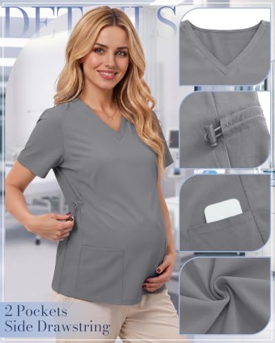Neer Women's Maternity Scrub Top - color: Light Gray, size: Medium